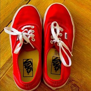 Red Authentic Vans Lace Up